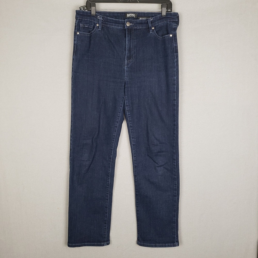 Buffalo David Bitton 30 Alyssa High Rise Straight Leg Jeans Dark Stretch Denim